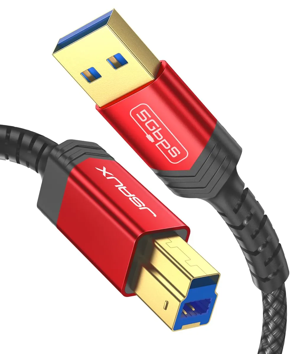JSAUX USB 3.0 B Kabel [3M, 5Gbps] USB A auf USB 3 Typ B Kabel Nylon Geflochten Kompatibel mit…