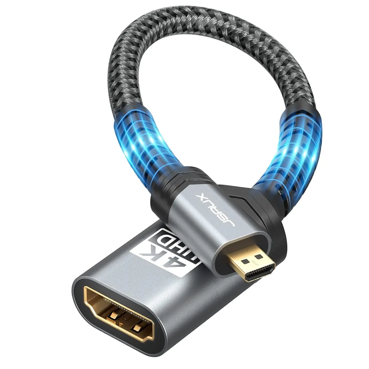 JSAUX Adaptateur Micro HDMI vers HDMI, connecteur Micro HDMI mâle vers connecteur HDMI femelle, câble…