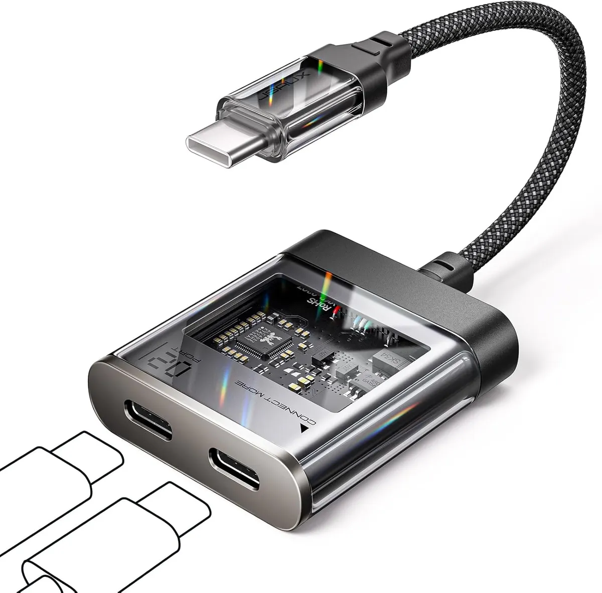 JSAUX Répartiteur USB C, 2 en 1 de type C, pour casque et chargeur, type C vers type C Hi-Res 32 bits/384…